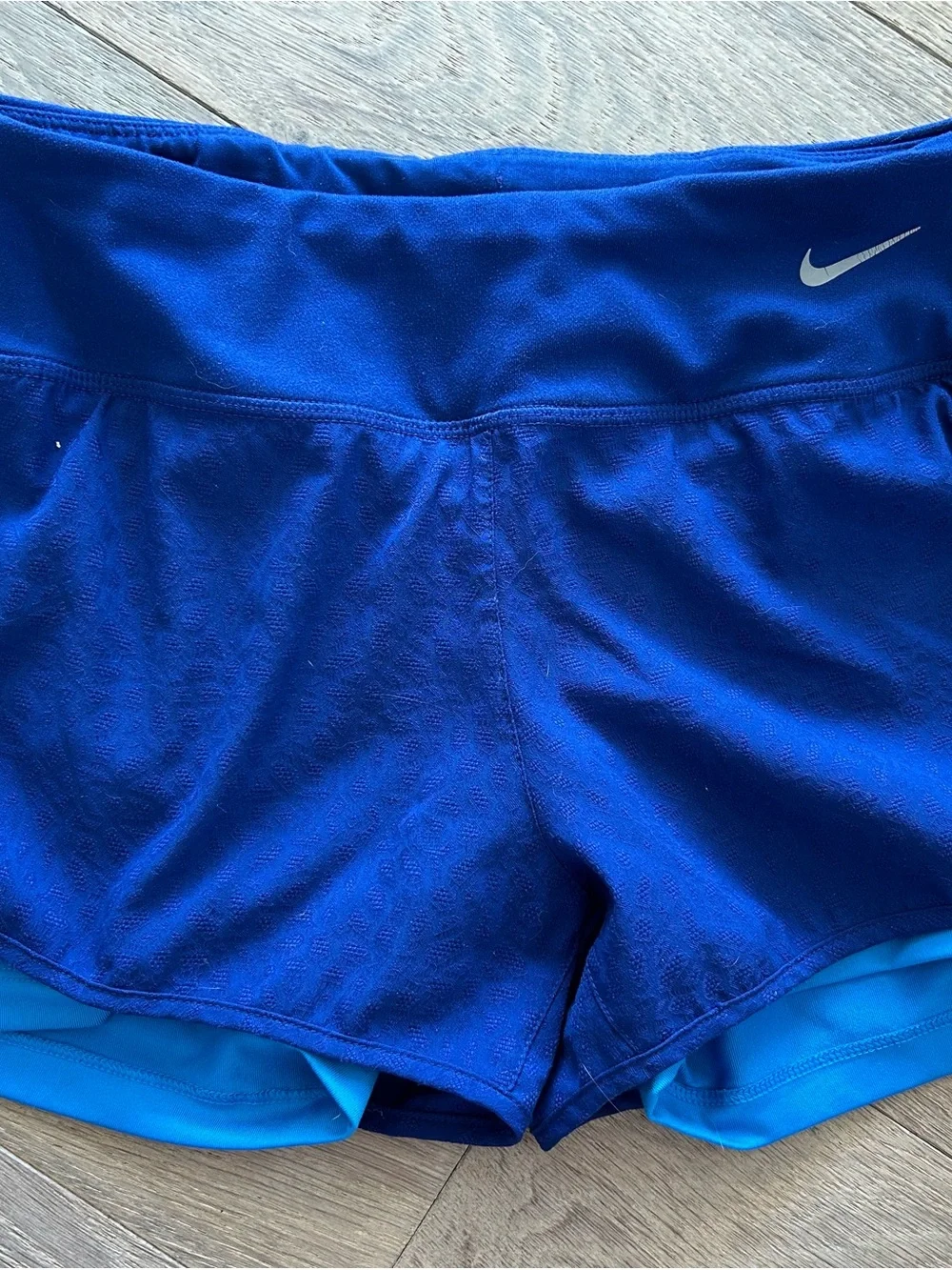 Nike Two-Tone Blue Racerback Tank with Layered Athletic Shorts